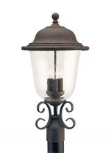 Generation Lighting - Seagull US 8259EN-46 - Trafalgar traditional 3-light LED outdoor exterior post lantern in oxidized bronze finish with clear