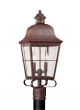 Generation Lighting - Seagull US 8262-44 - Chatham traditional 2-light outdoor exterior post lantern in weathered copper finish with clear seed