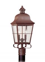 Generation Lighting - Seagull US 8262EN-44 - Chatham traditional 2-light LED outdoor exterior post lantern in weathered copper finish with clear