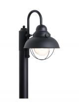 Generation Lighting - Seagull US 8269-12 - Sebring transitional 1-light outdoor exterior post lantern in black finish with clear seeded glass d