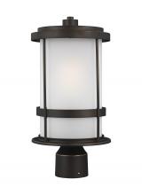 Generation Lighting - Seagull US 8290901-71 - Wilburn modern 1-light outdoor exterior post lantern in antique bronze finish with satin etched glas