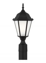 Generation Lighting - Seagull US 82941-12 - Bakersville traditional 1-light outdoor exterior post lantern in black finish with satin etched glas