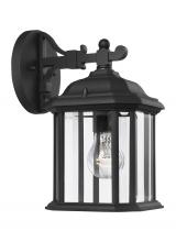 Generation Lighting - Seagull US 84029-12 - Kent traditional 1-light outdoor exterior small wall lantern sconce in black finish with clear bevel