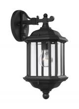 Generation Lighting - Seagull US 84030-12 - Kent traditional 1-light outdoor exterior medium wall lantern sconce in black finish with clear beve
