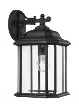 Generation Lighting - Seagull US 84031-12 - Kent traditional 1-light outdoor exterior large wall lantern sconce in black finish with clear bevel