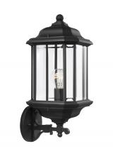 Generation Lighting - Seagull US 84032-12 - Kent traditional 1-light outdoor exterior large uplight wall lantern sconce in black finish with cle