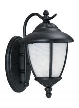 Generation Lighting - Seagull US 84049-185 - Yorktown transitional 1-light outdoor exterior wall lantern sconce in forged iron finish with swirle