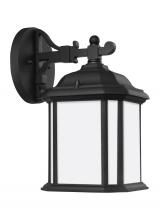 Generation Lighting - Seagull US 84529-12 - Kent traditional 1-light outdoor exterior small wall lantern sconce in black finish with satin etche