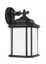 Generation Lighting - Seagull US 84531EN3-12 - Kent traditional 1-light LED outdoor exterior large wall lantern sconce in black finish with satin e
