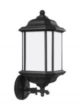 Generation Lighting - Seagull US 84532-12 - Kent traditional 1-light outdoor exterior large uplight wall lantern sconce in black finish with sat