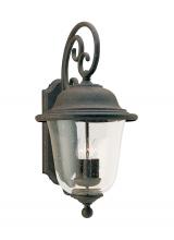 Generation Lighting - Seagull US 8461-46 - Trafalgar traditional 3-light outdoor exterior wall lantern sconce in oxidized bronze finish with cl