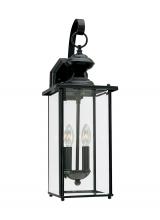 Generation Lighting - Seagull US 8468-12 - Jamestowne transitional 2-light outdoor exterior wall lantern in black finish with clear beveled gla
