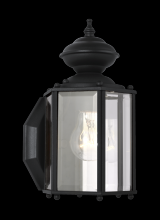 Generation Lighting - Seagull US 8507-12 - Classico traditional 1-light outdoor exterior small wall lantern sconce in black finish with clear b