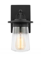 Generation Lighting - Seagull US 8508901EN7-12 - Tybee casual 1-light LED outdoor exterior small wall lantern sconce in black finish with clear glass