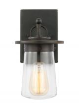 Generation Lighting - Seagull US 8508901EN7-71 - Tybee casual 1-light LED outdoor exterior small wall lantern sconce in antique bronze finish with cl