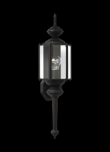 Generation Lighting - Seagull US 8510-12 - Classico traditional 1-light outdoor exterior large wall lantern sconce in black finish with clear b