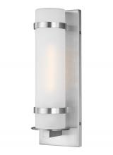 Generation Lighting - Seagull US 8518301-04 - Alban modern 1-light outdoor exterior small round wall lantern in satin aluminum silver with etched