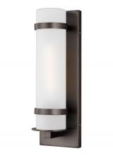 Generation Lighting - Seagull US 8518301-71 - Alban modern 1-light outdoor exterior small wall lantern in antique bronze with etched opal glass sh