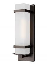 Generation Lighting - Seagull US 8520701EN3-71 - Alban modern 1-light LED outdoor exterior small square wall lantern sconce in antique bronze finish
