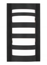 Generation Lighting - Seagull US 8543193S-12 - Rebay modern 1-light LED outdoor exterior small wall lantern sconce in black finish with etched glas