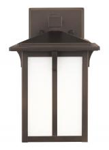 Generation Lighting - Seagull US 8552701-71 - Tomek modern 1-light outdoor exterior small wall lantern sconce in antique bronze finish with etched