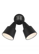 Generation Lighting - Seagull US 8560702PM-12 - Flood Light traditional 2-light outdoor exterior flood with photo and motion sensor in black finish