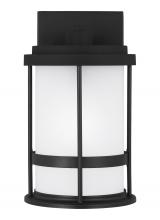 Generation Lighting - Seagull US 8590901D-12 - Wilburn modern 1-light outdoor exterior Dark Sky compliant small wall lantern sconce in black finish