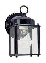 Generation Lighting - Seagull US 8592-12 - New Castle traditional 1-light outdoor exterior wall lantern sconce in black finish with clear glass