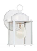 Generation Lighting - Seagull US 8592-15 - New Castle traditional 1-light outdoor exterior wall lantern sconce in white finish with clear glass