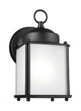 Generation Lighting - Seagull US 8592001-12 - New Castle traditional 1-light outdoor exterior wall lantern sconce in black finish with satin etche
