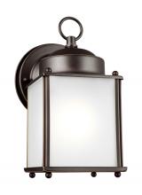 Generation Lighting - Seagull US 8592001-71 - New Castle traditional 1-light outdoor exterior wall lantern sconce in antique bronze finish with sa
