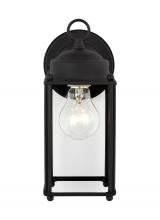 Generation Lighting - Seagull US 8593-12 - New Castle traditional 1-light outdoor exterior large wall lantern sconce in black finish with clear