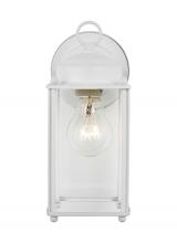 Generation Lighting - Seagull US 8593-15 - New Castle traditional 1-light outdoor exterior large wall lantern sconce in white finish with clear