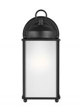 Generation Lighting - Seagull US 8593001-12 - New Castle traditional 1-light outdoor exterior large wall lantern sconce in black finish with satin