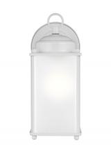 Generation Lighting - Seagull US 8593001-15 - New Castle traditional 1-light outdoor exterior large wall lantern sconce in white finish with satin