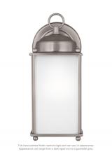 Generation Lighting - Seagull US 8593001-965 - New Castle traditional 1-light outdoor exterior large wall lantern sconce in antique brushed nickel