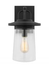 Generation Lighting - Seagull US 8608901EN7-12 - Tybee casual 1-light LED outdoor exterior medium wall lantern sconce in black finish with clear glas