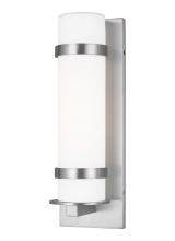 Generation Lighting - Seagull US 8618301-04 - Alban modern 1-light outdoor exterior medium round wall lantern in satin aluminum silver finish with
