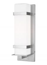Generation Lighting - Seagull US 8620701-04 - Alban modern 1-light outdoor exterior medium square wall lantern in satin aluminum silver finish wit