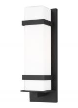 Generation Lighting - Seagull US 8620701EN3-12 - Alban modern 1-light LED outdoor exterior medium square wall lantern sconce in black finish with etc