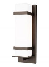 Generation Lighting - Seagull US 8620701EN3-71 - Alban modern 1-light LED outdoor exterior medium square wall lantern sconce in antique bronze finish