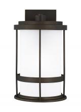 Generation Lighting - Seagull US 8690901-71 - Wilburn modern 1-light outdoor exterior medium wall lantern sconce in antique bronze finish with sat