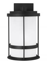 Generation Lighting - Seagull US 8690901D-12 - Wilburn modern 1-light outdoor exterior Dark Sky compliant medium wall lantern sconce in black finis