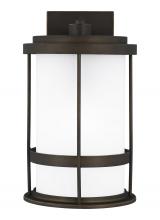 Generation Lighting - Seagull US 8690901DEN3-71 - Wilburn modern 1-light LED outdoor exterior Dark Sky compliant medium wall lantern sconce in antique