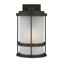 Generation Lighting - Seagull US 8690901EN3-71 - Wilburn modern 1-light LED outdoor exterior medium wall lantern sconce in antique bronze finish with