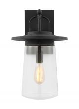 Generation Lighting - Seagull US 8708901EN7-12 - Tybee casual 1-light LED outdoor exterior large wall lantern sconce in black finish with clear glass