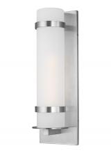 Generation Lighting - Seagull US 8718301-04 - Alban modern 1-light outdoor exterior large round wall lantern in satin aluminum silver finish with