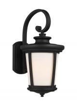 Generation Lighting - Seagull US 8719301-12 - Eddington modern 1-light outdoor exterior large wall lantern sconce in black finish with cased opal