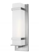 Generation Lighting - Seagull US 8720701-04 - Alban modern 1-light outdoor exterior large square wall lantern in satin aluminum silver finish with