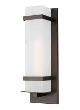 Generation Lighting - Seagull US 8720701-71 - Alban modern 1-light outdoor exterior large square wall lantern in antique bronze finish with etched